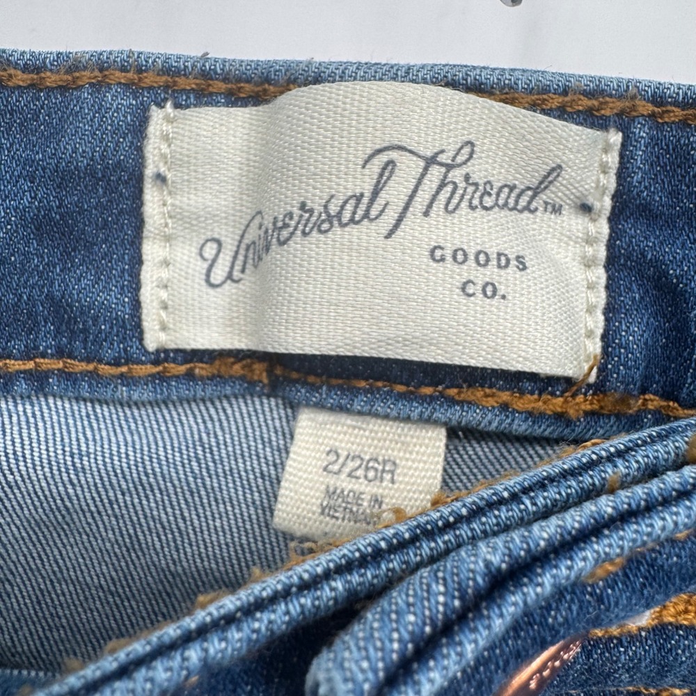 Universal Thread High Rise Skinny Jeans Blue Wash Raw Hem Women's Size 2 - Picture 5 of 8